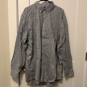Stafford Men's Blue and Gray Plaid Button-Down Shirt